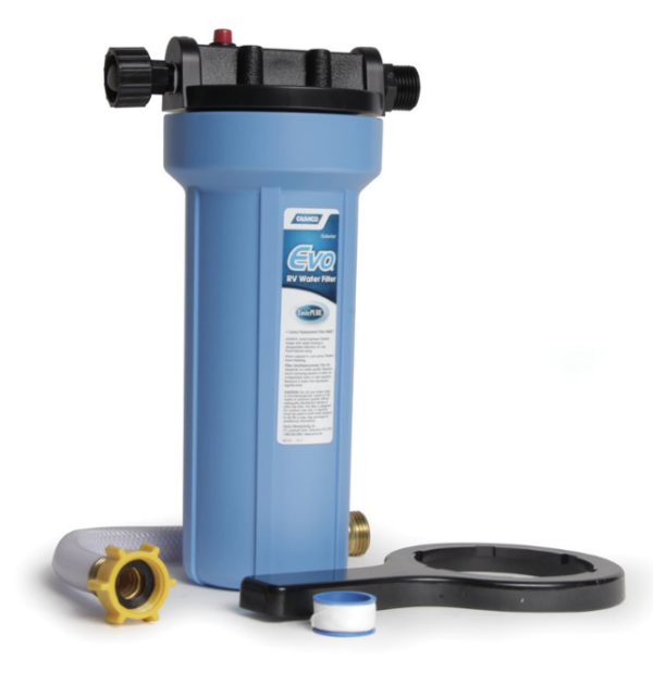Camco Evo KDF/GAC 2.5 GPM Water Filter with 12" Hose • 40631