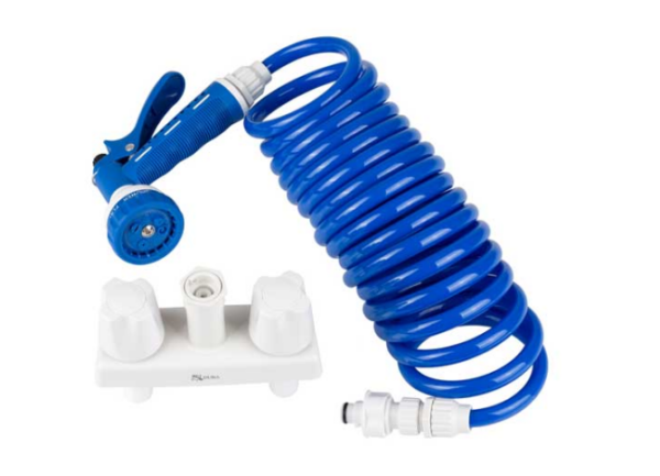 Dura Faucet Plastic White Exterior Spray Port With Hose • DF-SA186-WT