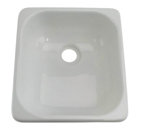 Lippert 13" x 15" Square Drop-In ABS Galley/Outdoor Kitchen Sink, White • 209630