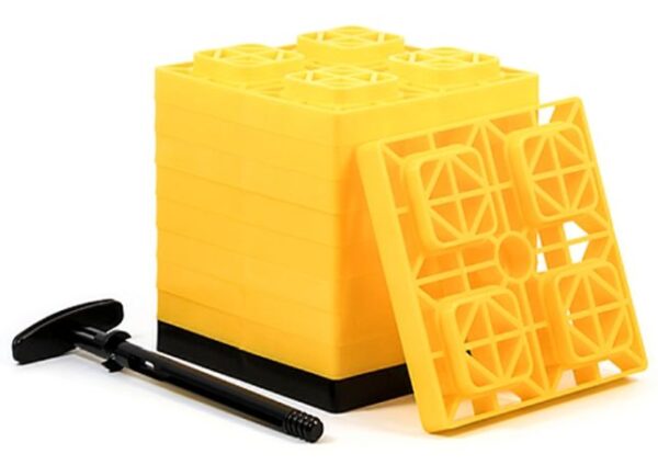 Camco FasTen Yellow Bilingual Leveling Blocks with T-Handle (10 Pieces) • 44512 - Image 2