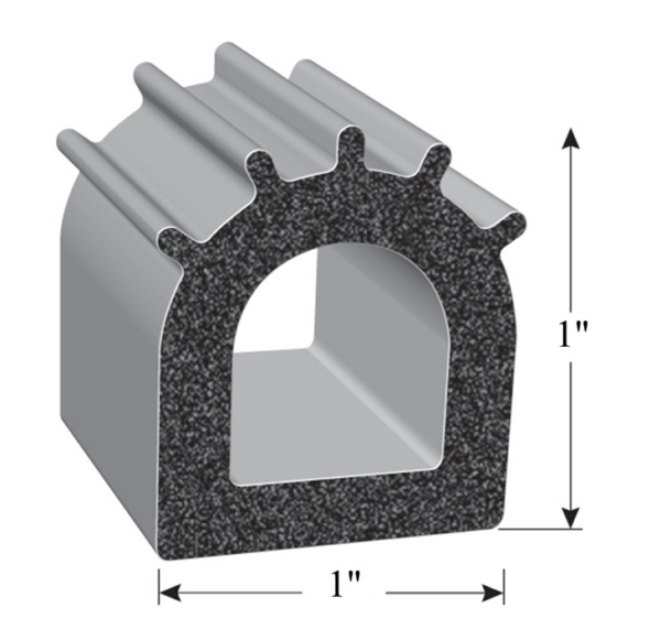 AP Products Ribbed D-Seal With Tape - 1" x 1" x 50 Ft - Black • 018-023-PT - Image 2