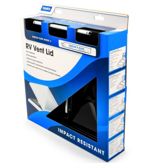 Camco Ventline Pre '08 / Elixir '94 Up, Black Polypropylene Vent Lid • 40177 - Image 2