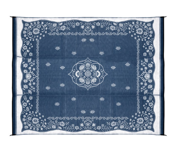 Camco Outdoor Mat 9' x 12' - Oriental, Blue / White • 42851