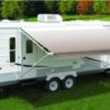 Carefree RV EA158D00 RV Patio Electric/ Manual Awning , Black/ Gray Dune Stripes - Image 4