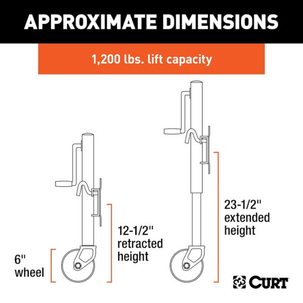 CURT 28112 1200 Pound Manual Trailer Tongue Jack - Image 7
