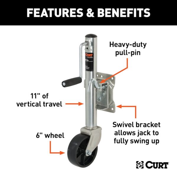 CURT 28112 1200 Pound Manual Trailer Tongue Jack - Image 3